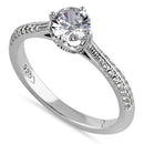 Sterling Silver Dainty Cathedral Round Cut Clear CZ Engagement Ring