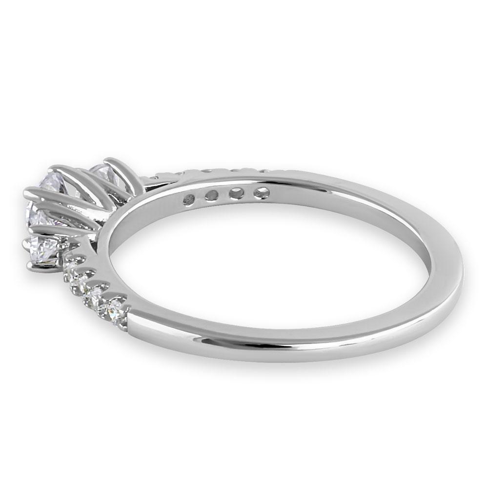 Sterling Silver Dainty Round Trio Cut Clear CZ Engagement Ring Engagement Hollow Anillos Sparkling Round CZ Dainty Silver Rings, L133 main image 0