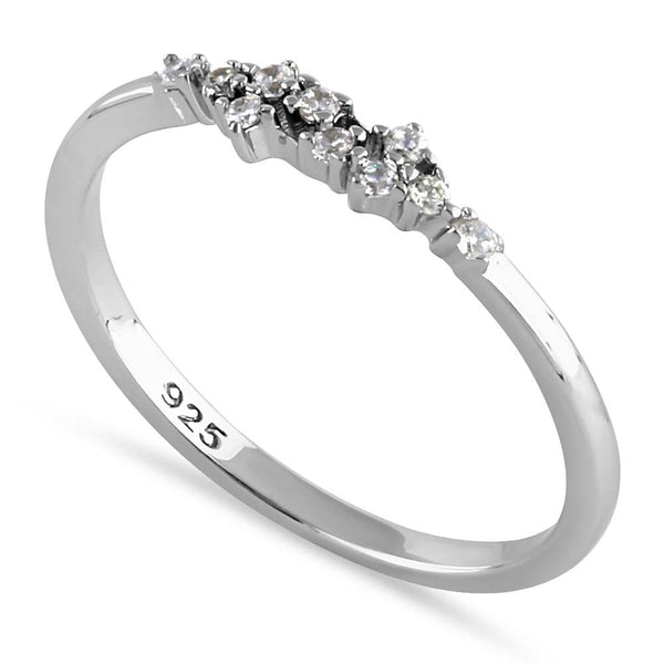 Sterling Silver Unique Dainty Cluster Round Clear Cut CZ Ring