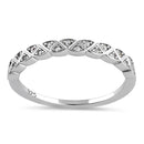 Sterling Silver Triangular Half Eternity Pattern Round Cut Clear CZ Band Ring