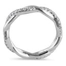 Sterling Silver Eternity Braided Round Cut Clear CZ Ring
