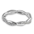 Sterling Silver Eternity Braided Round Cut Clear CZ Ring