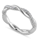 Sterling Silver Eternity Braided Round Cut Clear CZ Ring