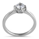 Sterling Silver Victorian Round Halo Clear CZ Engagement Ring