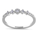 Sterling Silver Thin Half Eternity Round Cut Clear CZ Ring