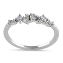 Sterling Silver Half Eternity Mini Cluster Round and Square Cut Clear CZ Ring