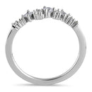 Sterling Silver Half Eternity Mini Cluster Round and Square Cut Clear CZ Ring