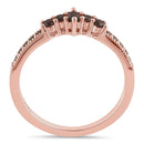 Sterling Silver Rose Gold Emerald Cut Coffee CZ Ring