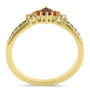 Sterling Silver Yellow Gold Emerald Cut Colorful CZ Ring