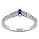 Sterling Silver Emerald Cut Dark Tanzanite CZ Ring