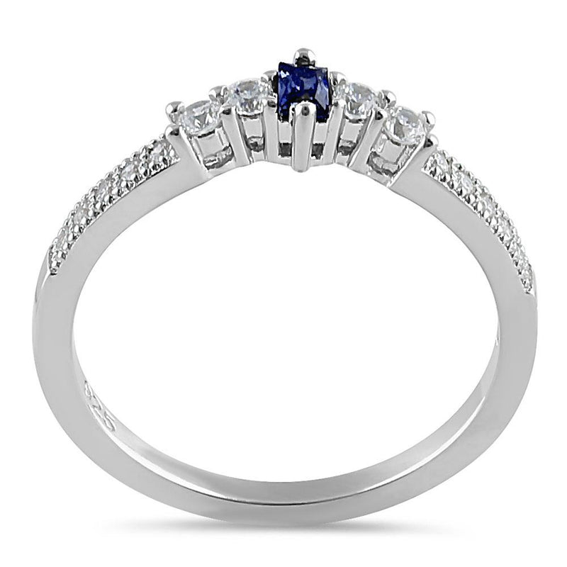 Sterling Silver Emerald Cut Dark Tanzanite CZ Ring