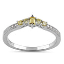 Sterling Silver Emerald Cut Yellow CZ Ring