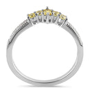 Sterling Silver Emerald Cut Yellow CZ Ring