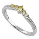 Sterling Silver Emerald Cut Yellow CZ Ring