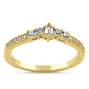 Sterling Silver Yellow Gold Emerald Cut CZ Ring