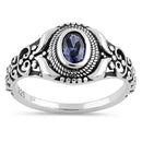 Sterling Silver Austere Oval Cut Tanzanite CZ Ring