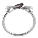 Sterling Silver Dog Bone & Heart Round Cut Ruby CZ Ring
