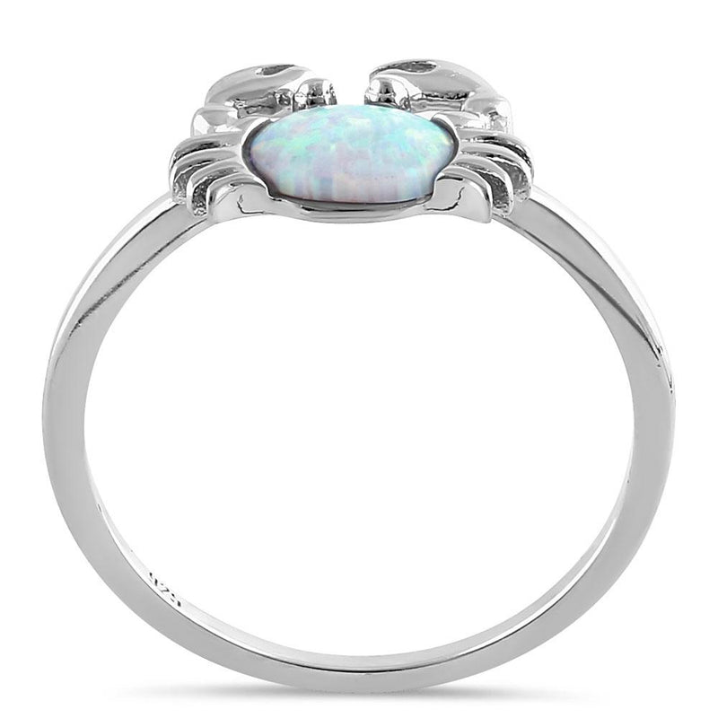 Sterling Silver Crab White Lab Opal Ring