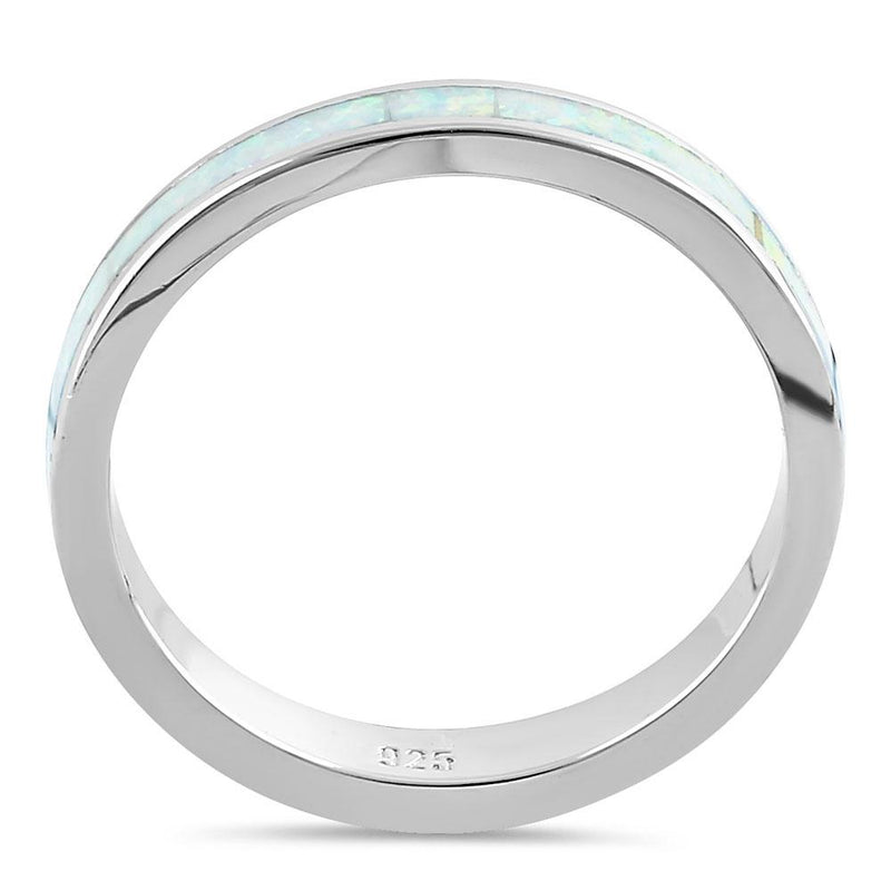Sterling Silver Seamless White Lab Opal Ring