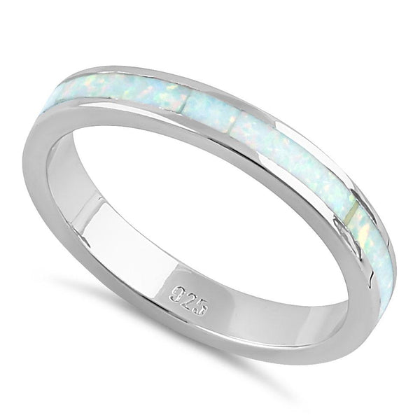Sterling Silver Seamless White Lab Opal Ring