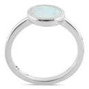Sterling Silver Simple Round White Opal Ring