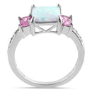 Sterling Silver Square White Lab Opal Pink CZ Ring