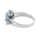 Sterling Silver Blue Opal Oval Halo Ring