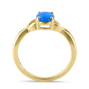 Sterling Silver Gold Plated Center Stone Charmed Blue Lab Opal Ring