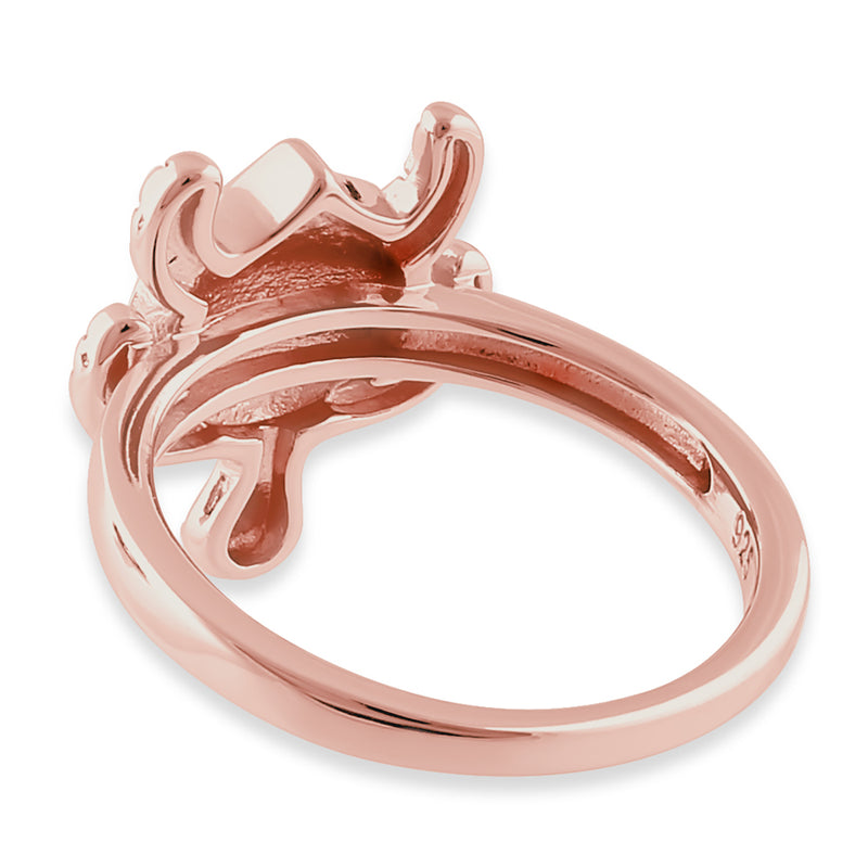 Sterling Silver Rose Gold  Turtle White Lab Opal Ring