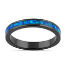 Sterling Silver Black Rhodium Plated Seamless Lab Opal Ring
