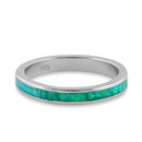 Sterling Silver Seamless Green Lab Opal Ring