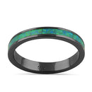 Sterling Silver Black Rhodium Plated Seamless Green Lab Opal Ring
