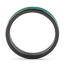 Sterling Silver Black Rhodium Plated Seamless Green Lab Opal Ring