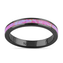 Sterling Silver Black Rhodium Plated  Seamless Pink Lab Opal Ring