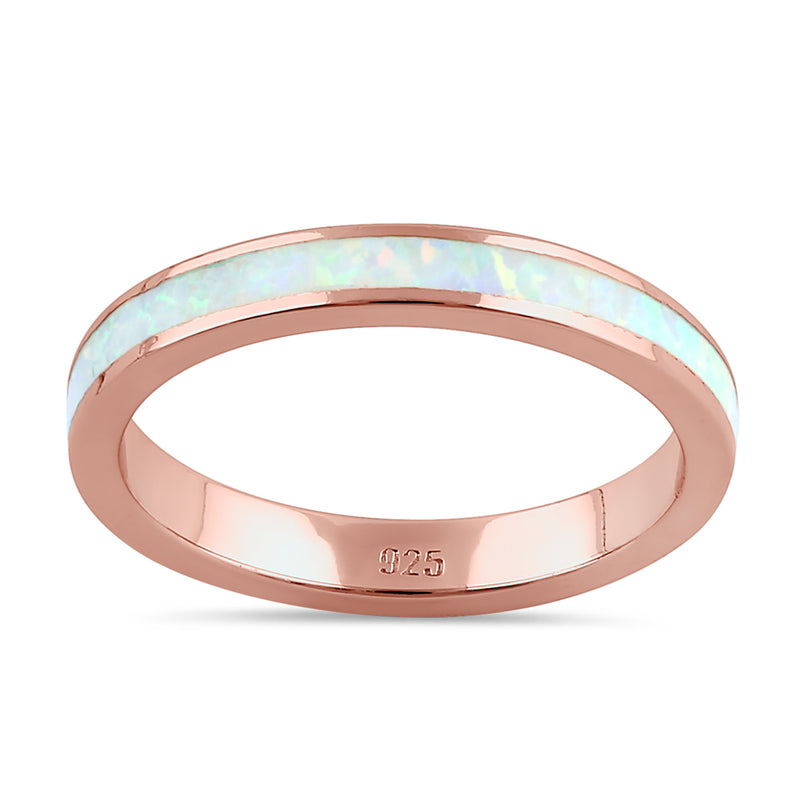 Sterling Silver Rose Gold Seamless White Lab Opal Ring