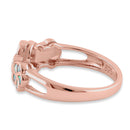 Sterling Silver Rose Gold Plumeria White Lab Opal Ring