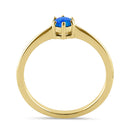 Sterling Silver Gold Plated Round Blue Lab Opal Ring