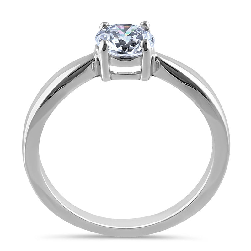 Sterling Silver 6mm Round Clear CZ Ring