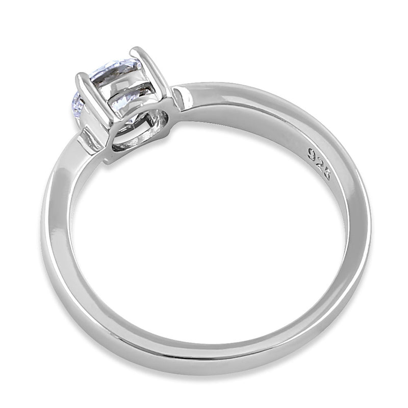 Sterling Silver 6mm Round Clear CZ Ring