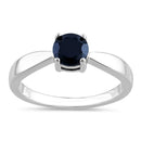 Sterling Silver 6mm Round Black CZ Ring