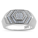 Sterling Silver Clear CZ Layered Hexagon Band Ring