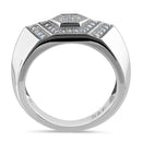 Sterling Silver Clear CZ Layered Hexagon Band Ring