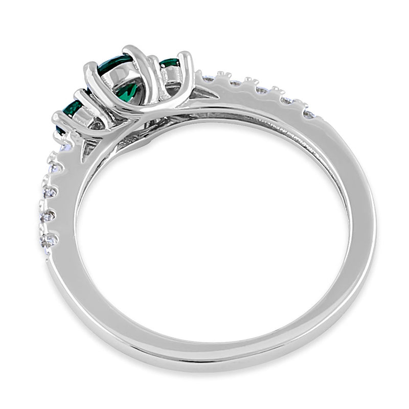 Sterling Silver Enchanted Oval Green CZ Ring