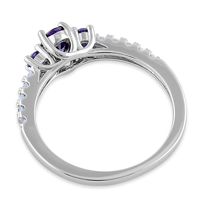 Sterling Silver Enchanted Oval Amethyst CZ Ring