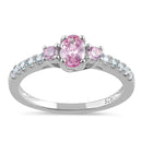 Sterling Silver Enchanted Oval Pink CZ Ring