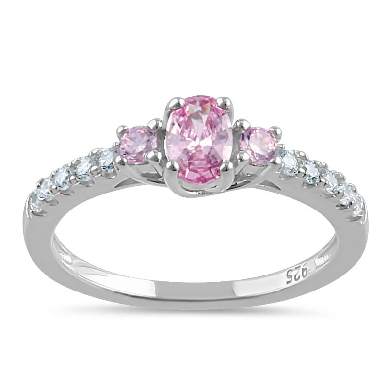 Sterling Silver Enchanted Oval Pink CZ Ring