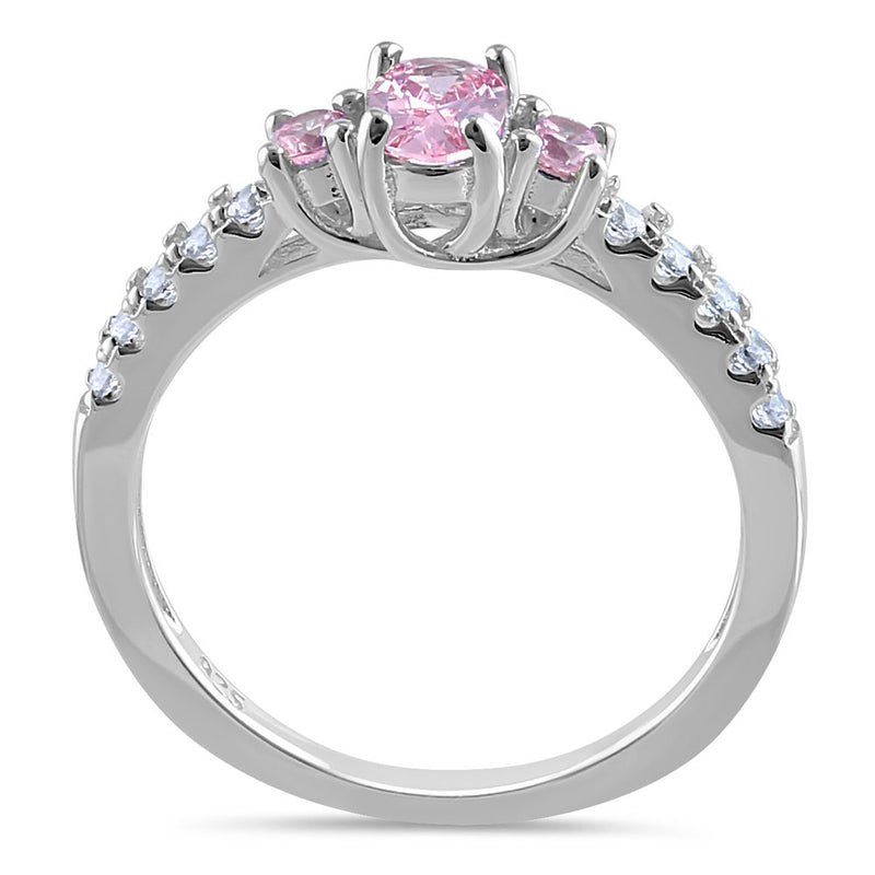 Sterling Silver Enchanted Oval Pink CZ Ring