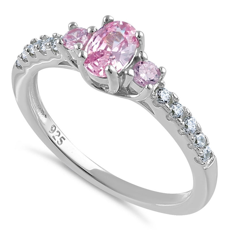 Sterling Silver Enchanted Oval Pink CZ Ring