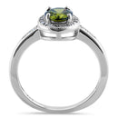 Sterling Silver Elegant Round Halo Peridot CZ Ring