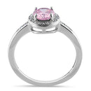 Sterling Silver Elegant Round Halo Pink CZ Ring